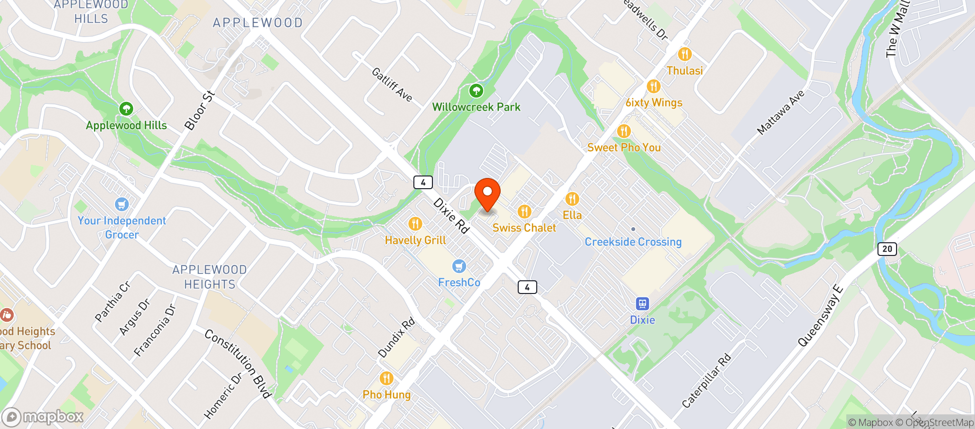 Map showing Healthy Planet - Mississauga