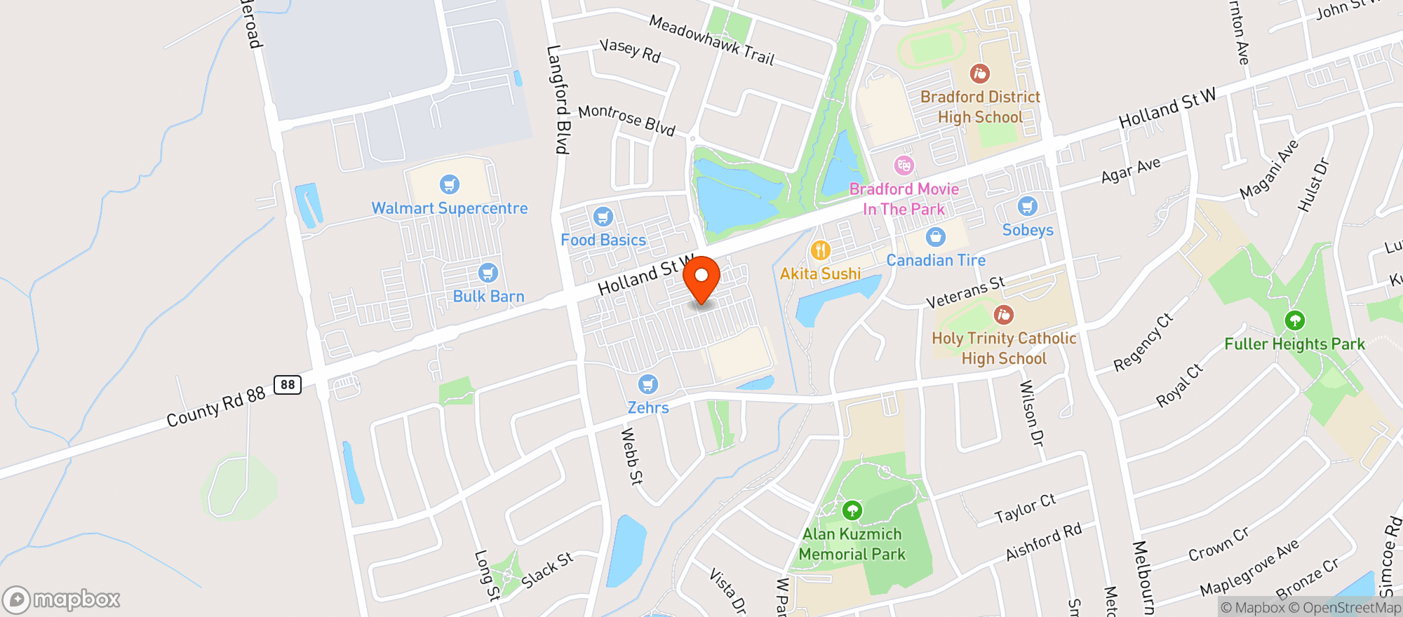 Map showing Zehrs Bradford