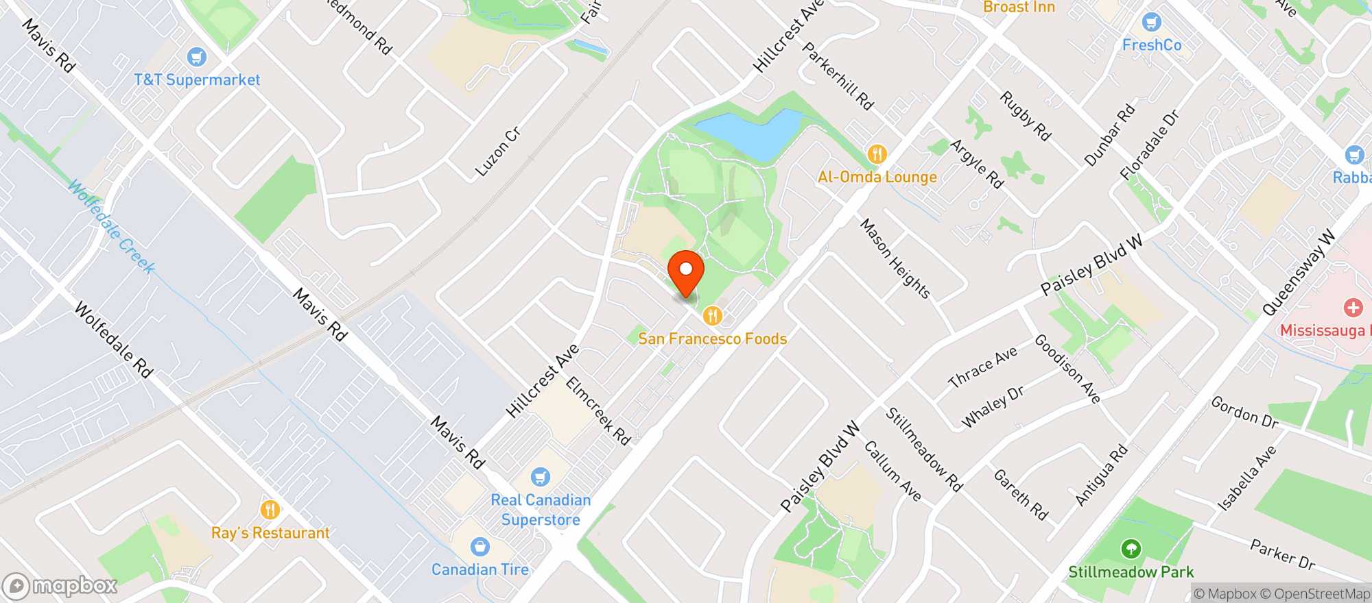 Map showing Healthy Planet - Mississauga West