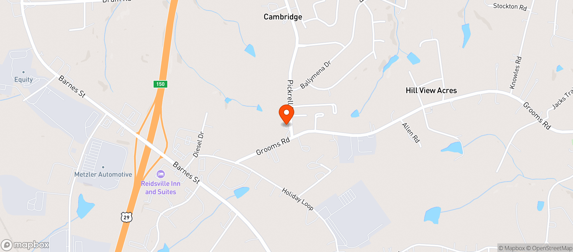Map showing Kwik Sunrise Mart