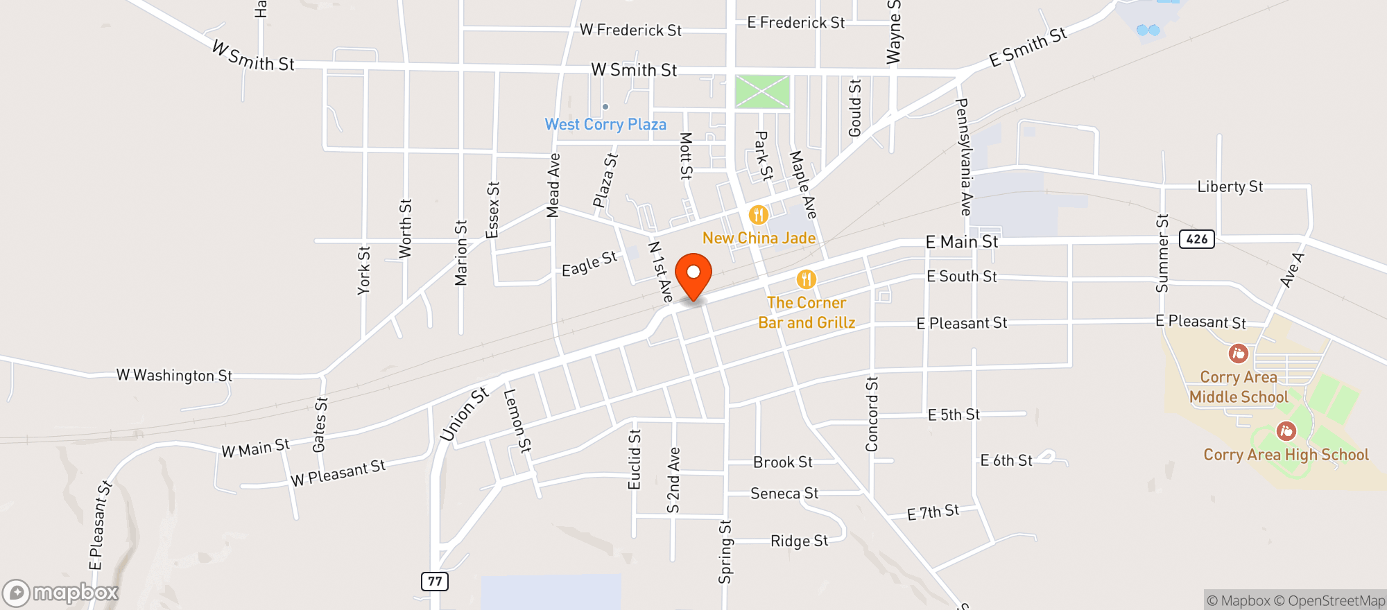Map showing Corry Beverage
