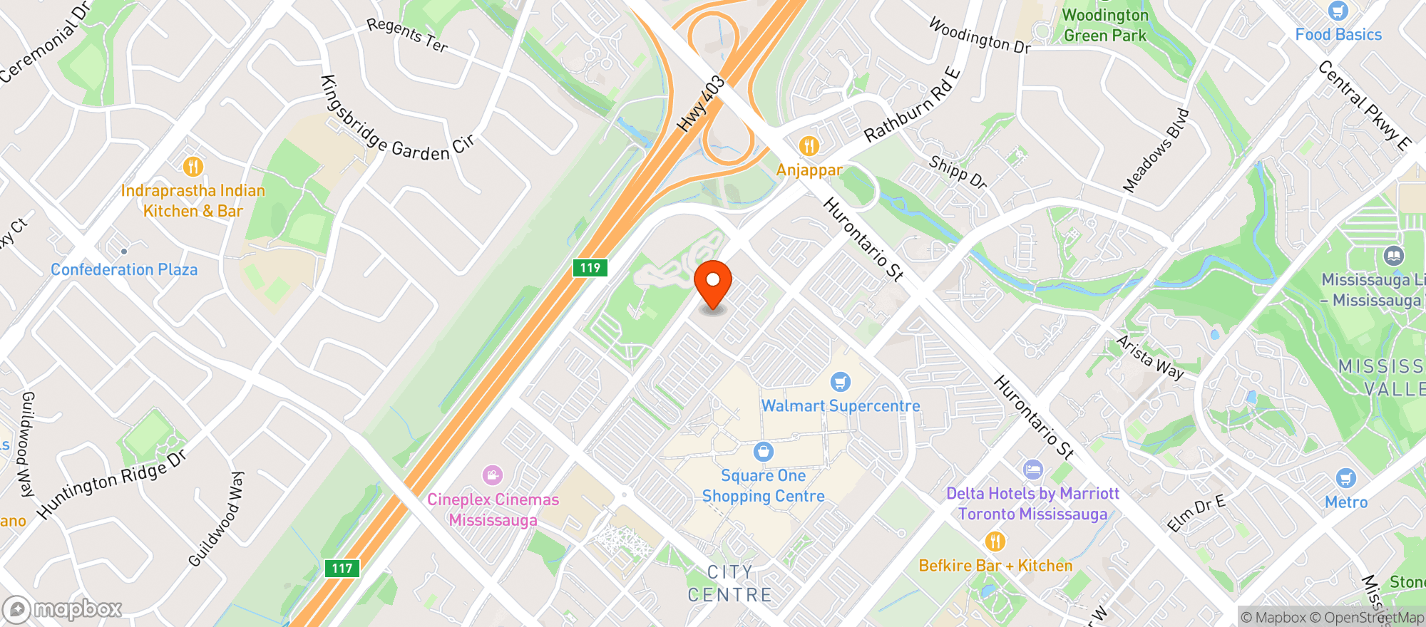 Map showing Whole Foods Market Square One