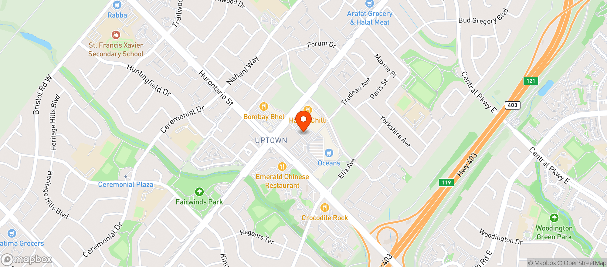 Map showing Healthy Planet - Mississauga Central