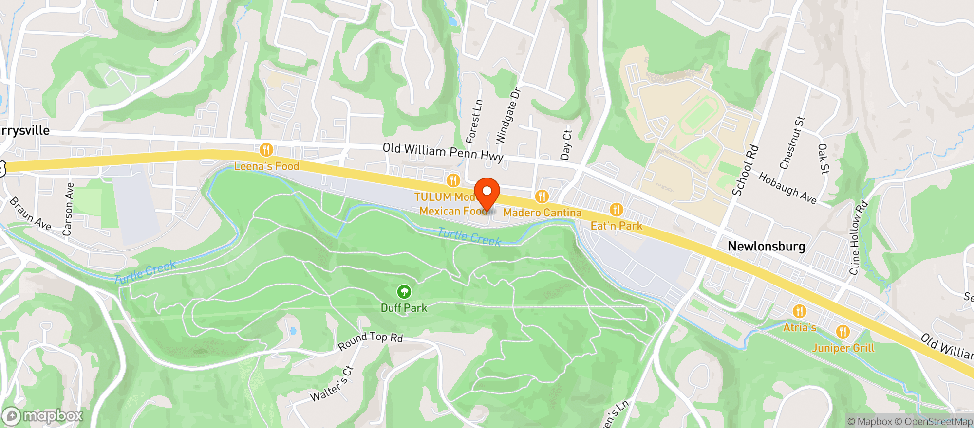 Map showing AUGGIES BEER WAREHOUSE