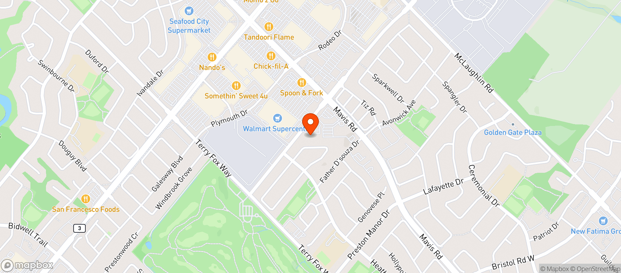 Map showing Avani Asian Indian Bistro 