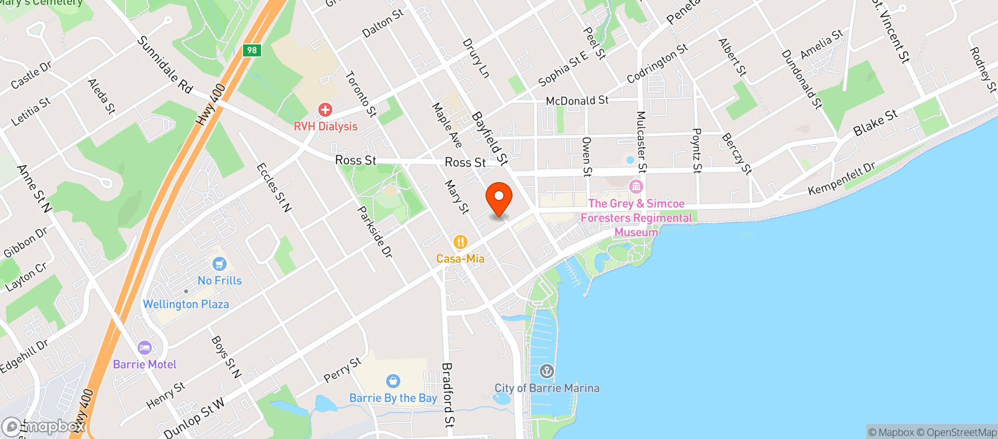 Map showing Nutrition Plus Barrie