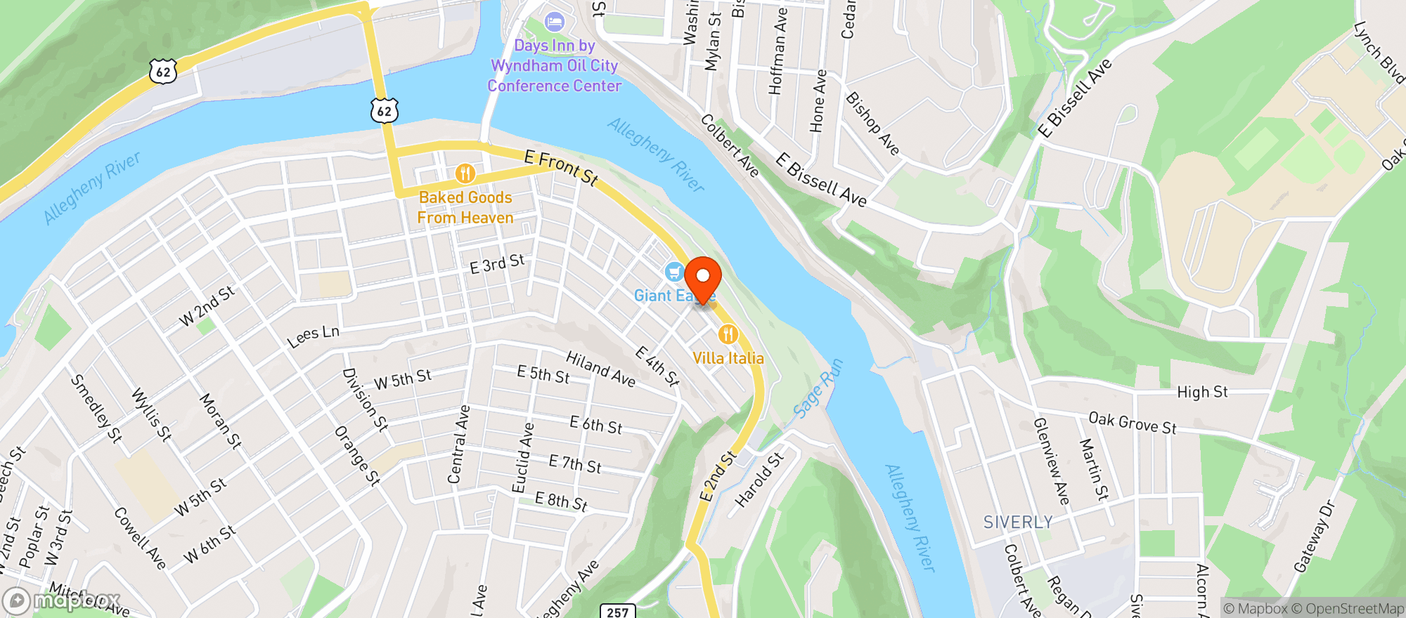 Map showing STUBLER DRIVE-THRU BEVERAGES