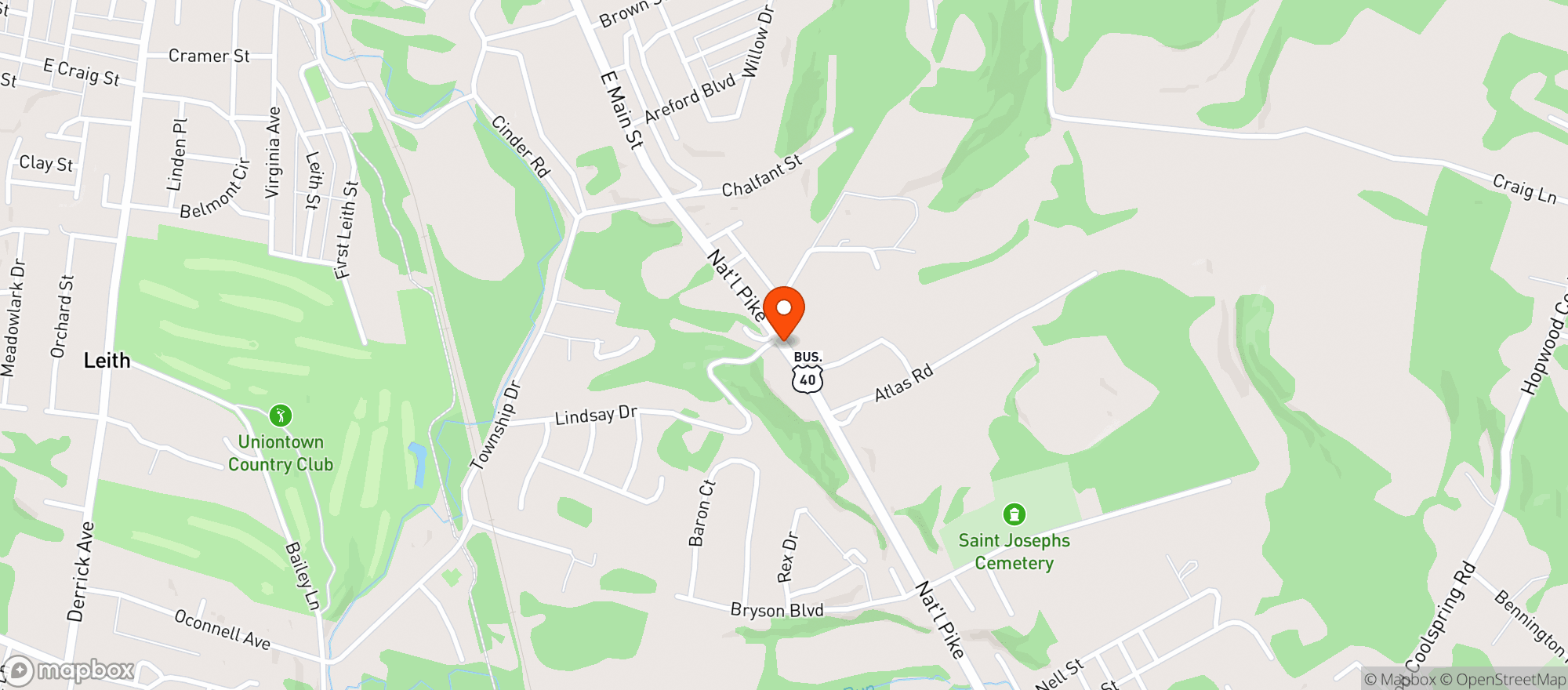 Map showing Route 40 Beer