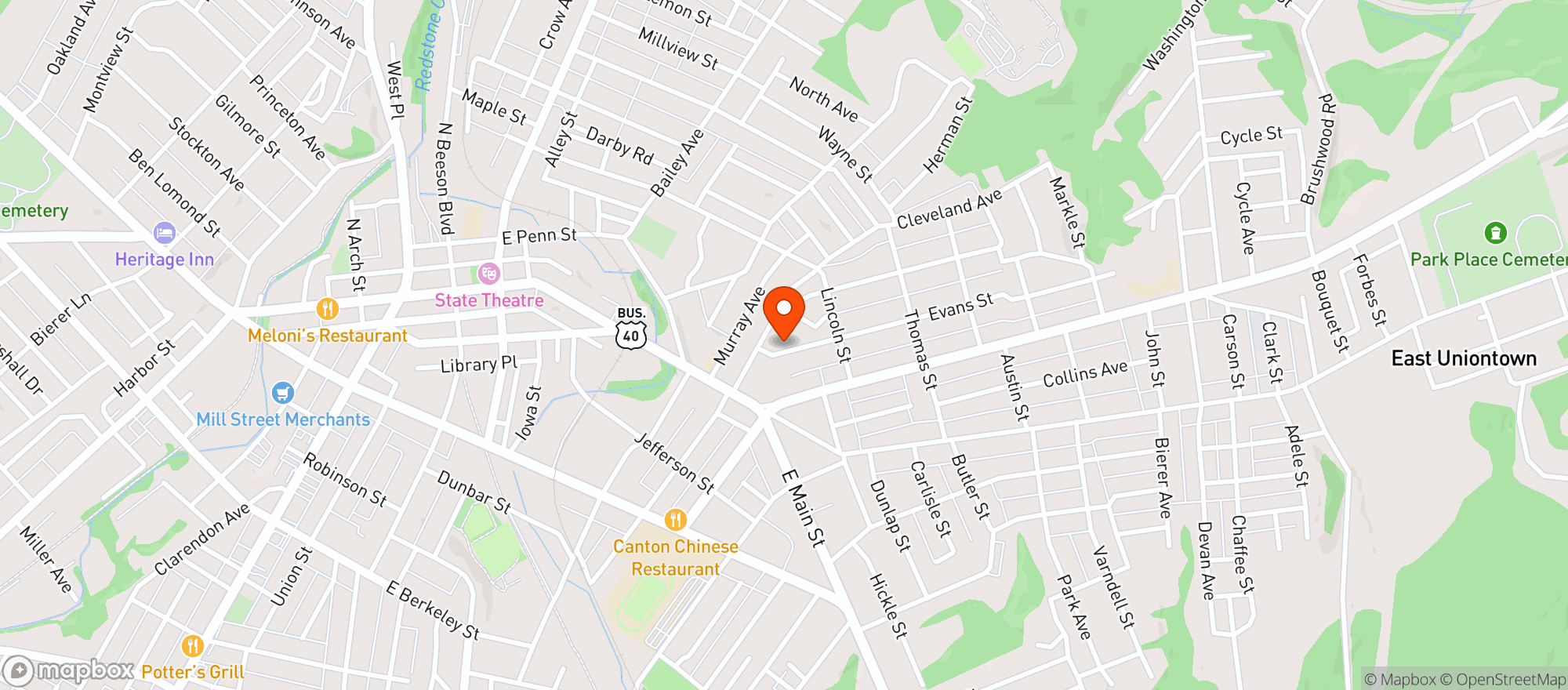 Map showing FIVE CORNERS BEER DIST.