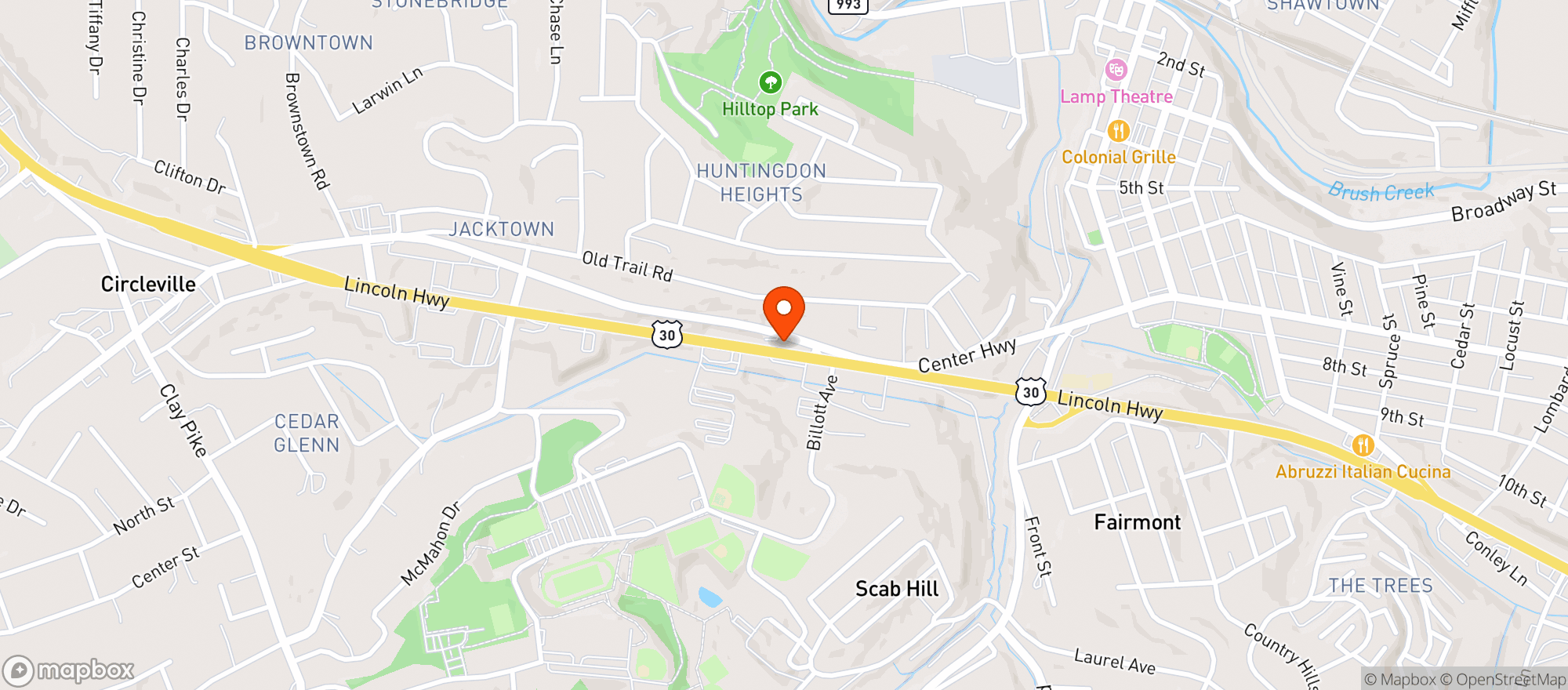 Map showing BEER DEPOT AT RTE 30