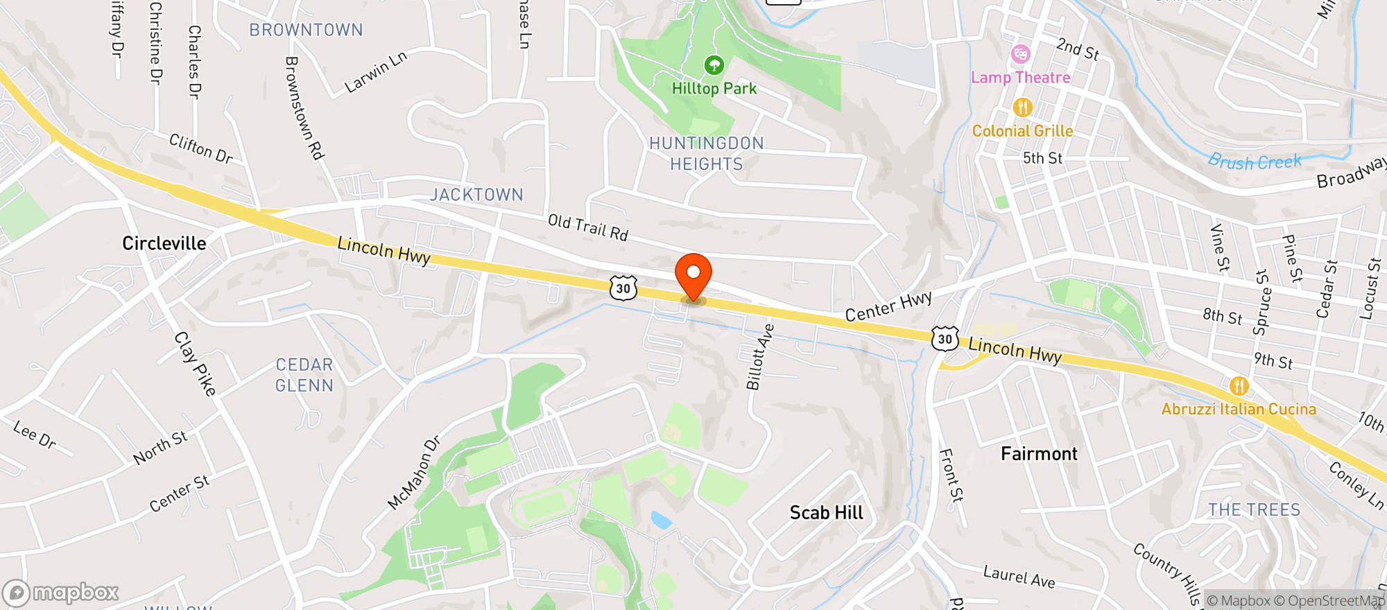Map showing BEER DEPOT AT ROUTE 30