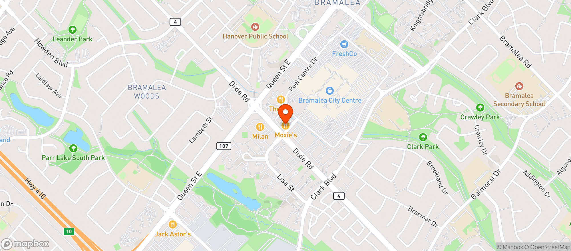 Map showing Moxies Bramalea