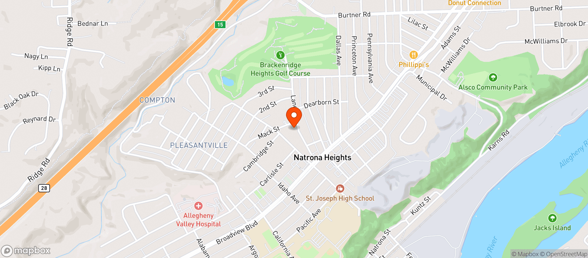Map showing ALLEGHENY BEV. NAT. HGTS