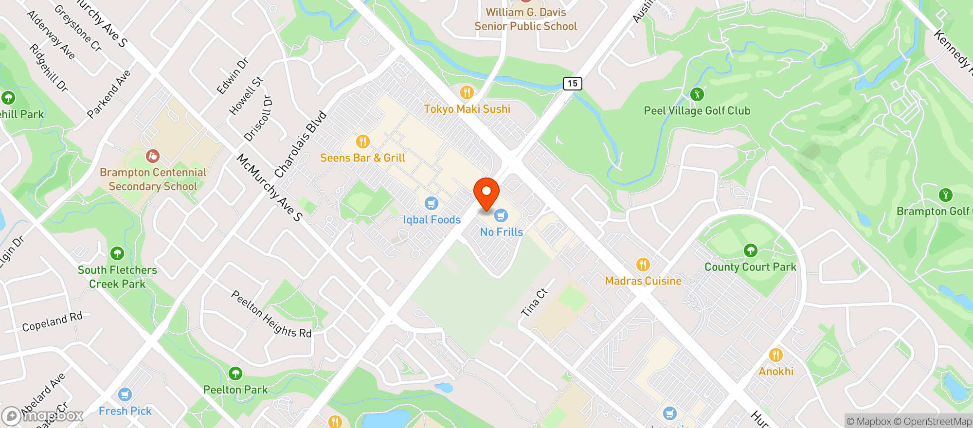 Map showing Real Canadian Superstore
