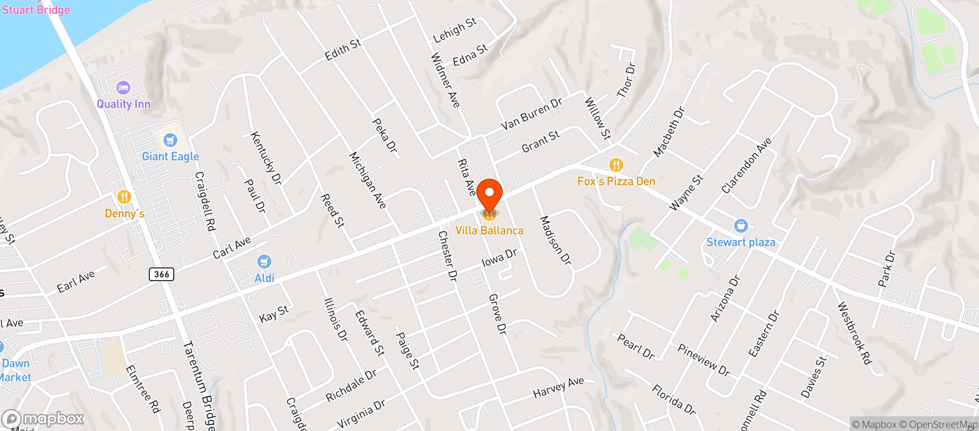 Map showing Burrell Inn