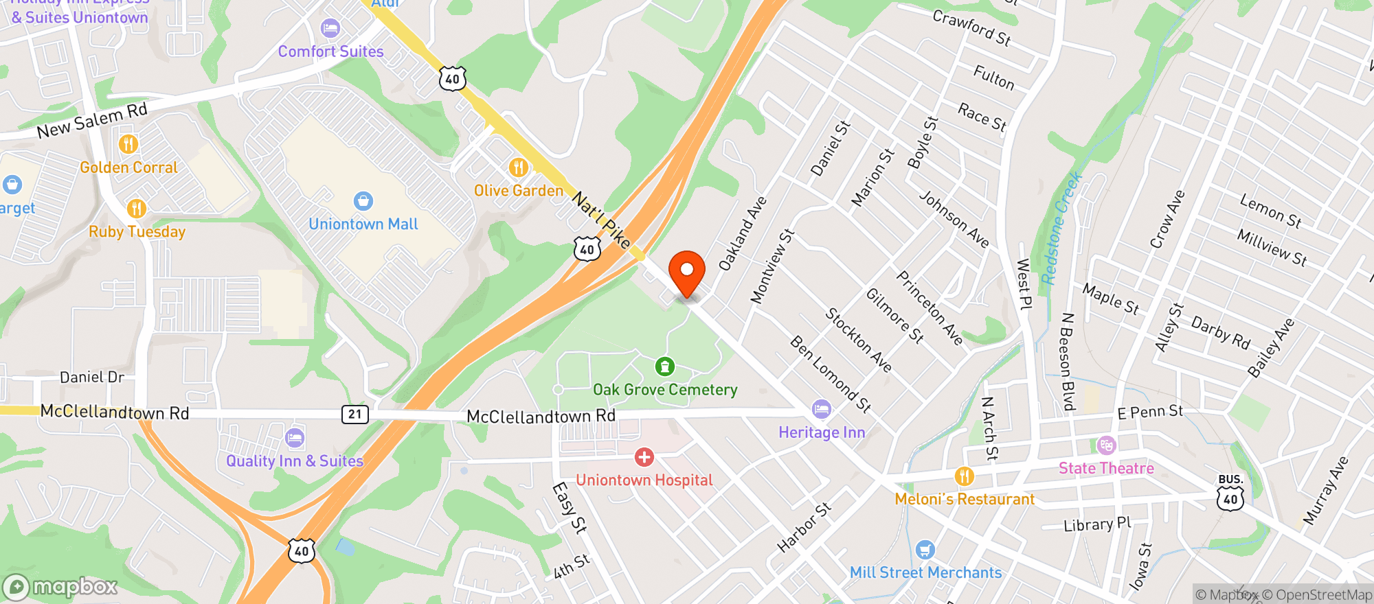 Map showing Uniontown Beer