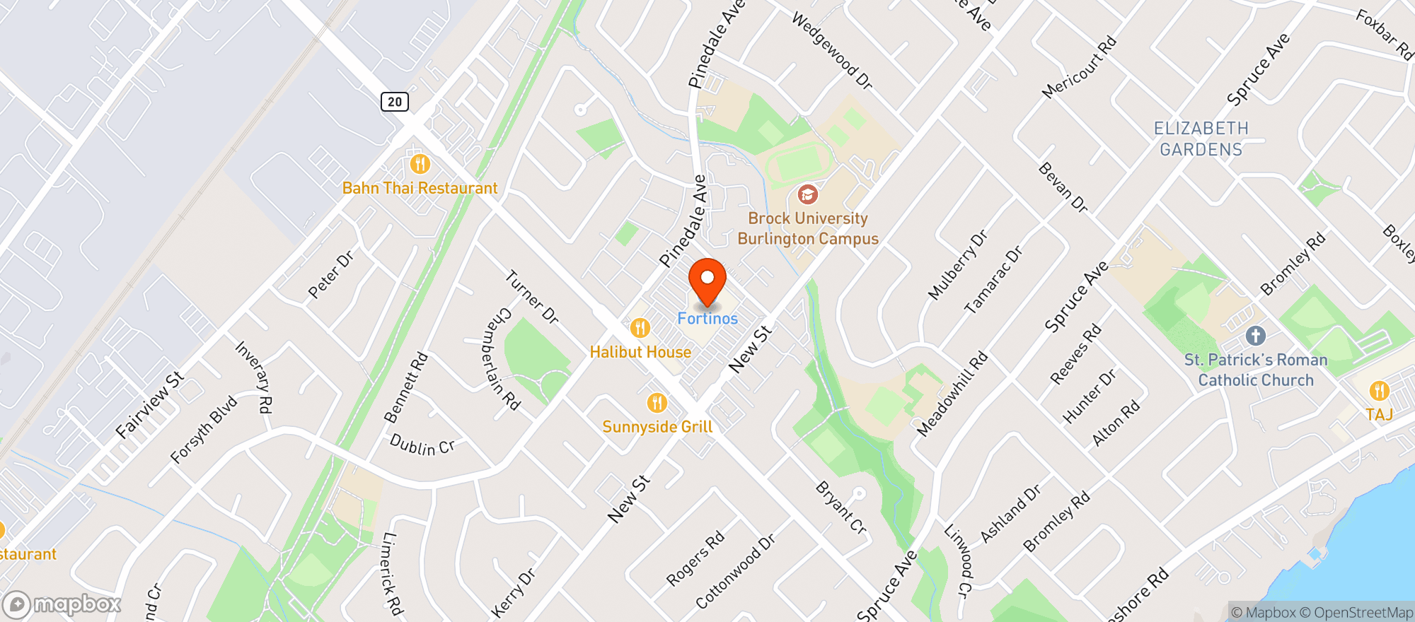 Map showing Fortinos - Burlington (New St)