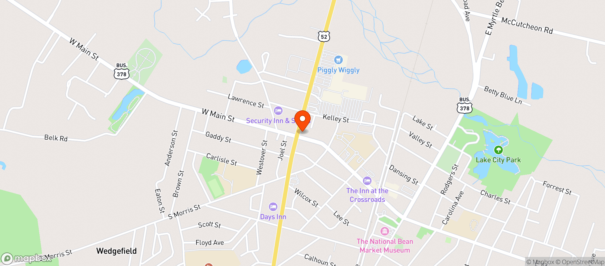 Map showing Amoco Food Mart (Flo)