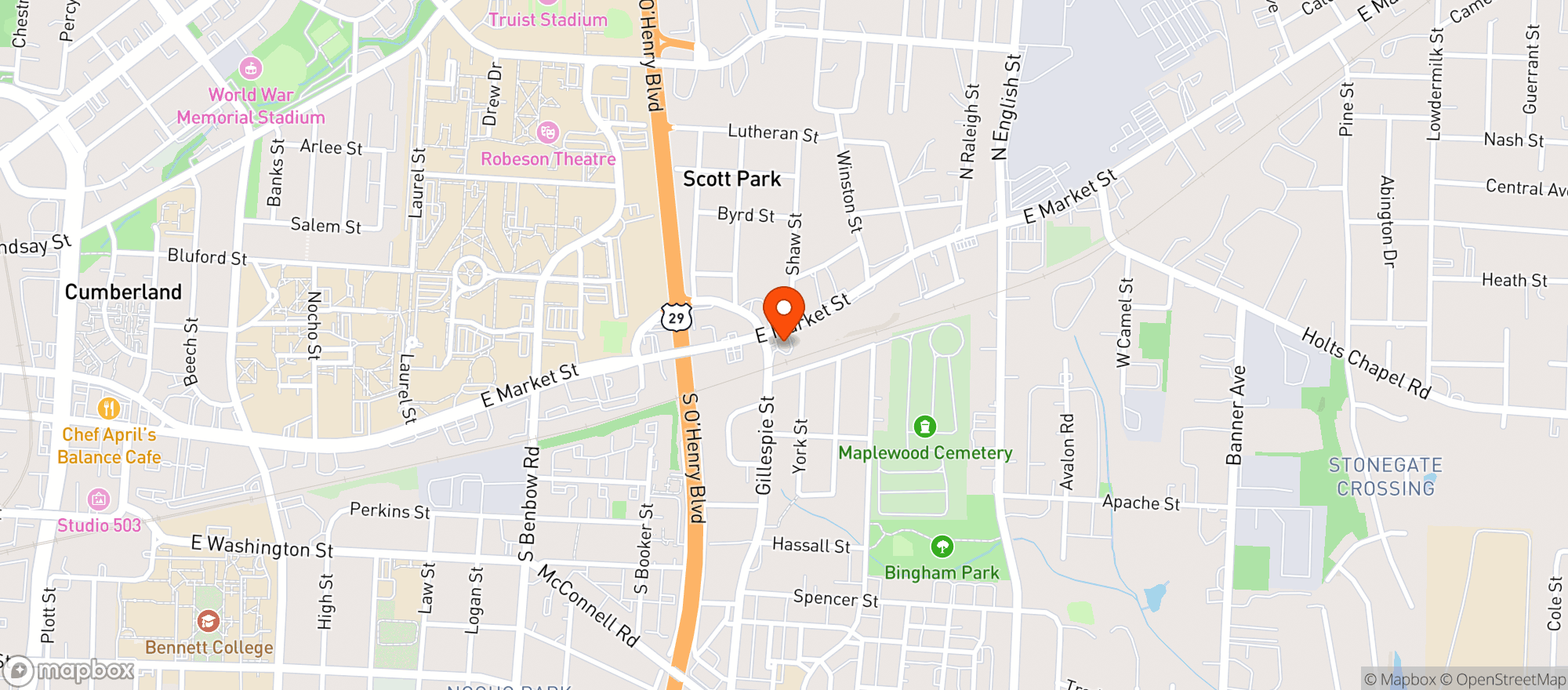 Map showing Johns Curb Market