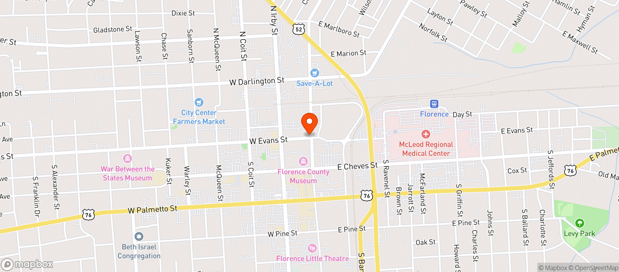 Map showing Town Hall