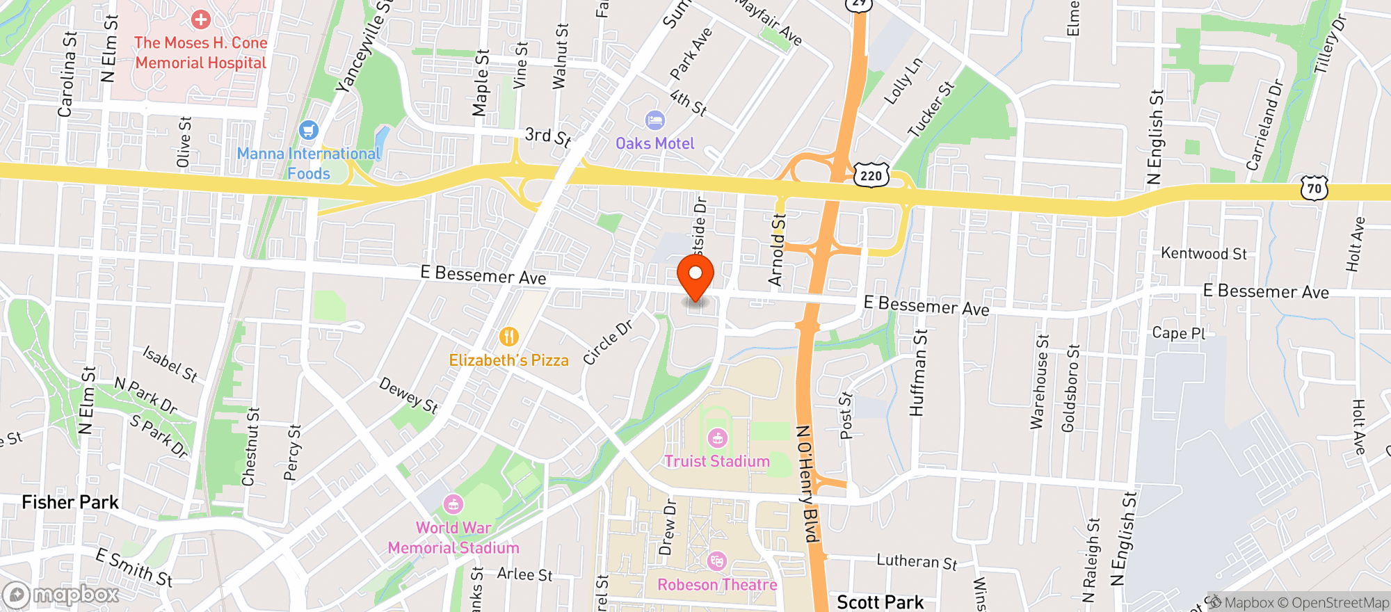 Map showing Kwick Trips 1 (bessemer)
