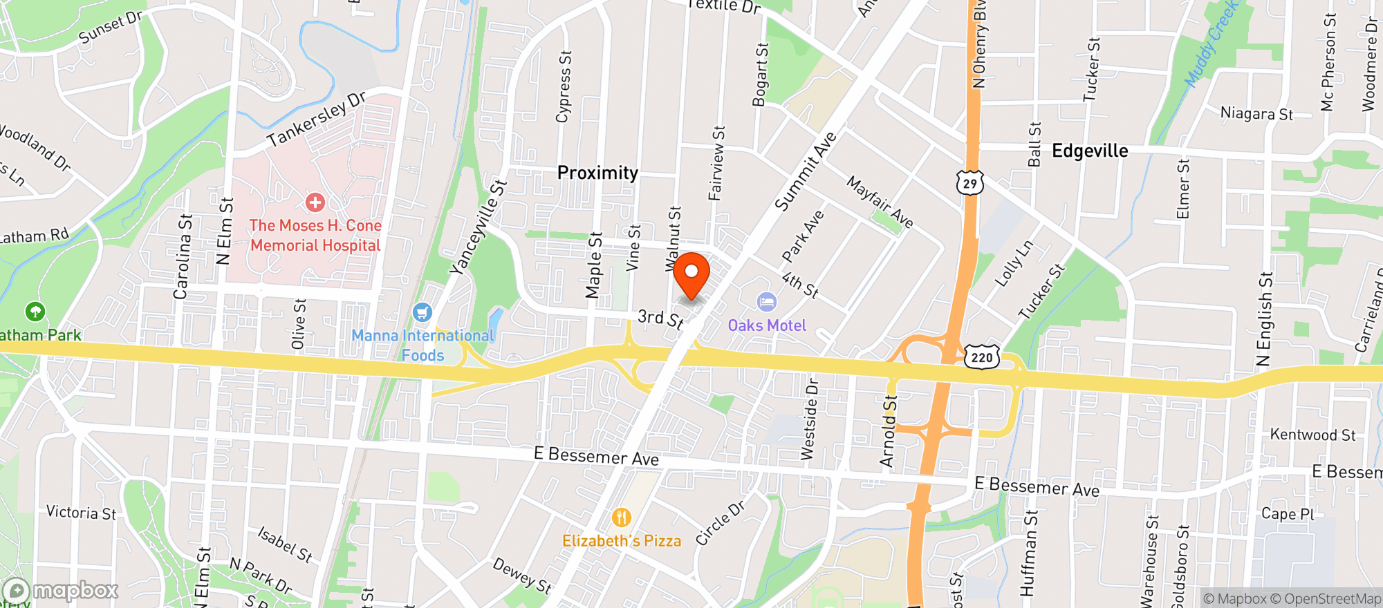 Map showing G P Food Mart