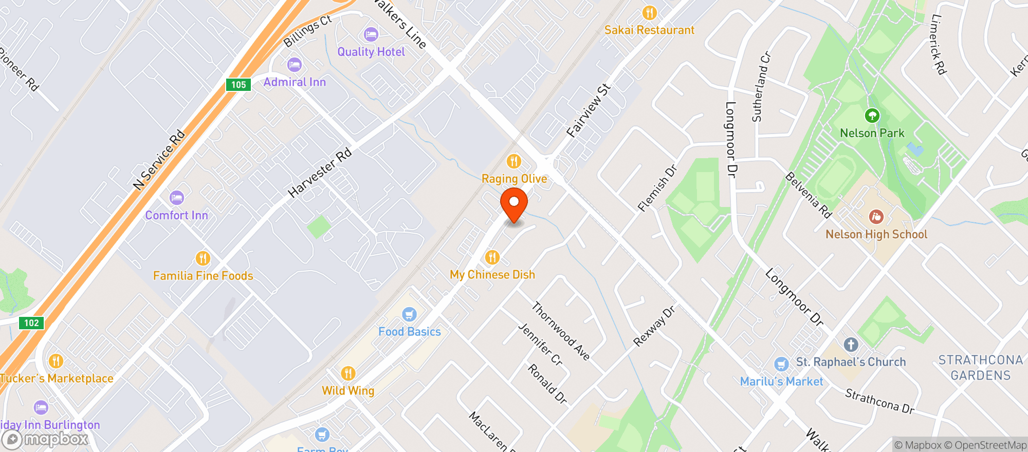 Map showing Healthy Planet - Burlington