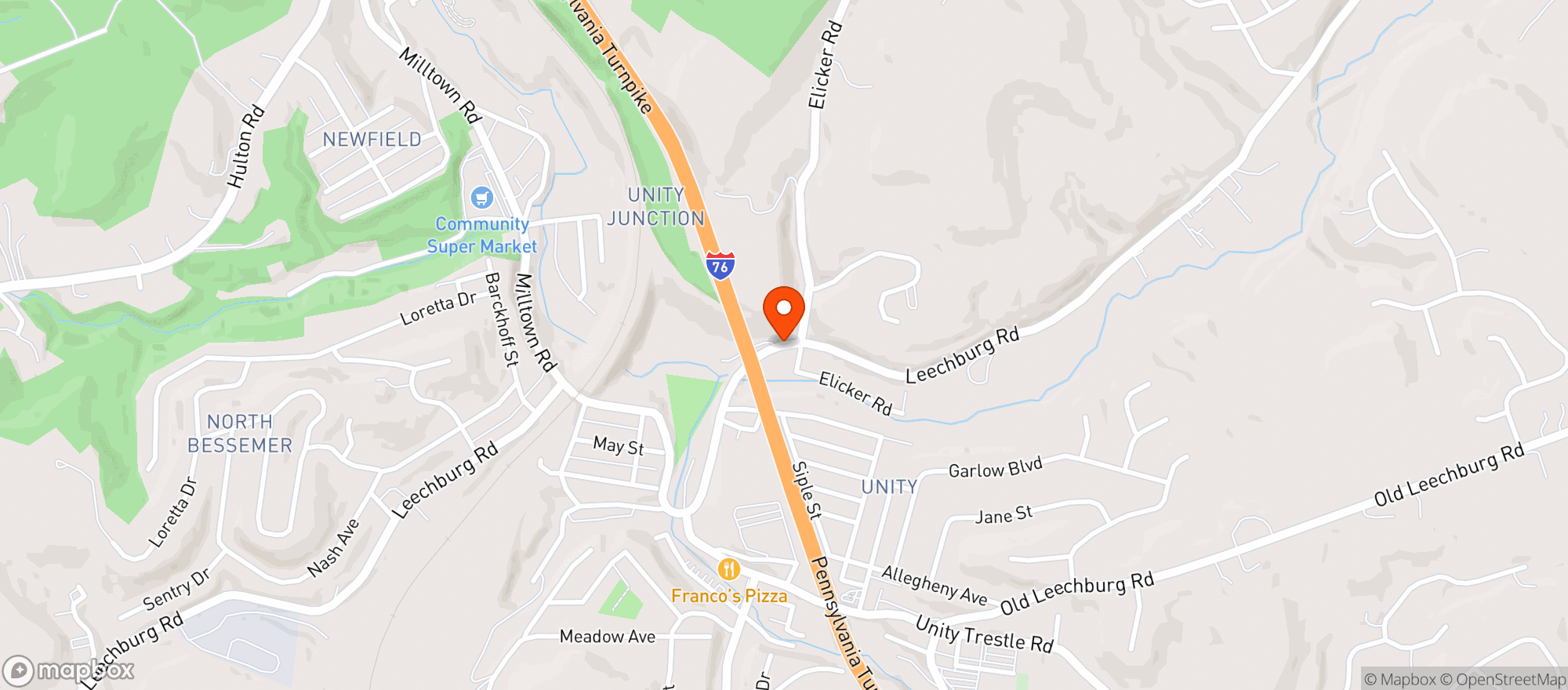 Map showing BEER EXPRESS PITTSBURGH