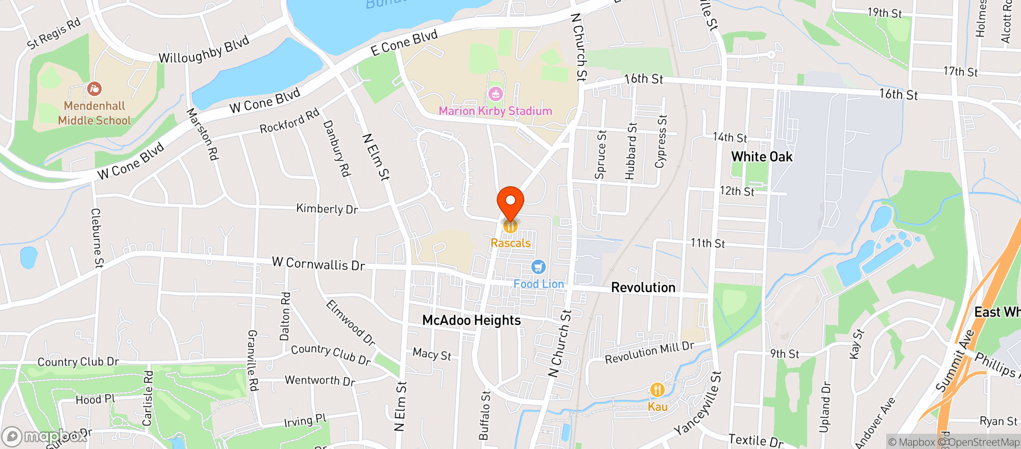 Map showing Rascals Tavern