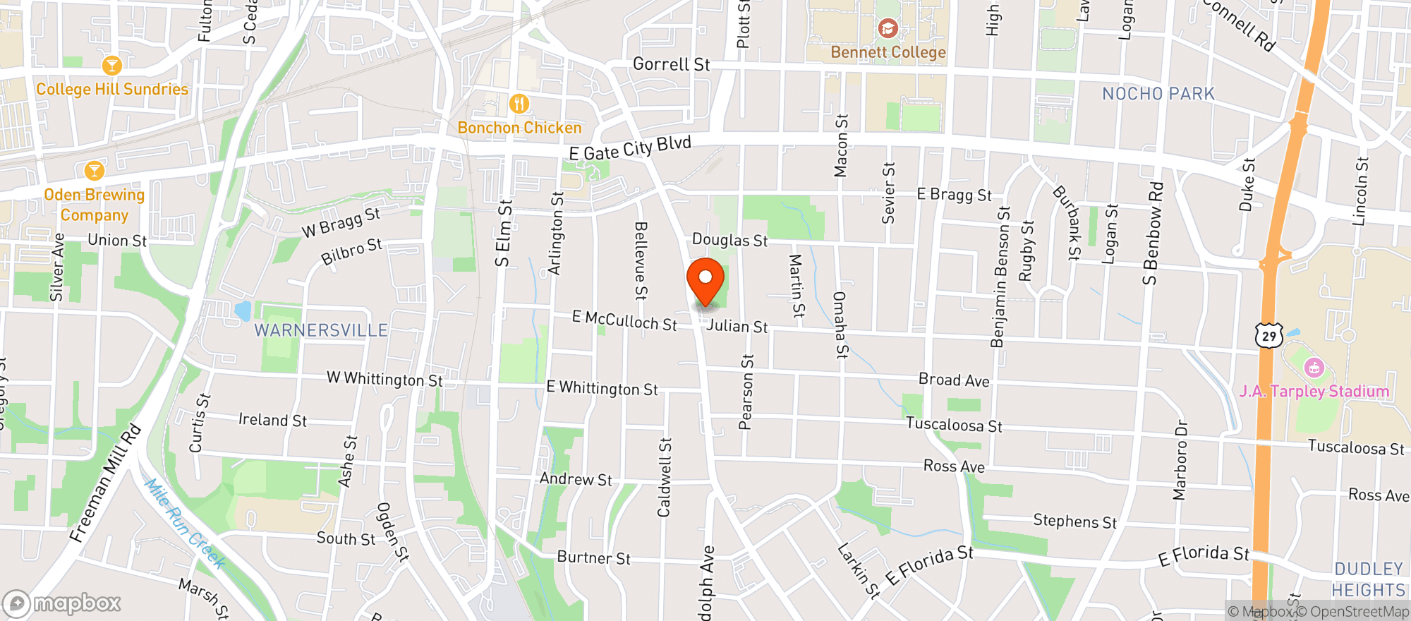Map showing M L K Grocery