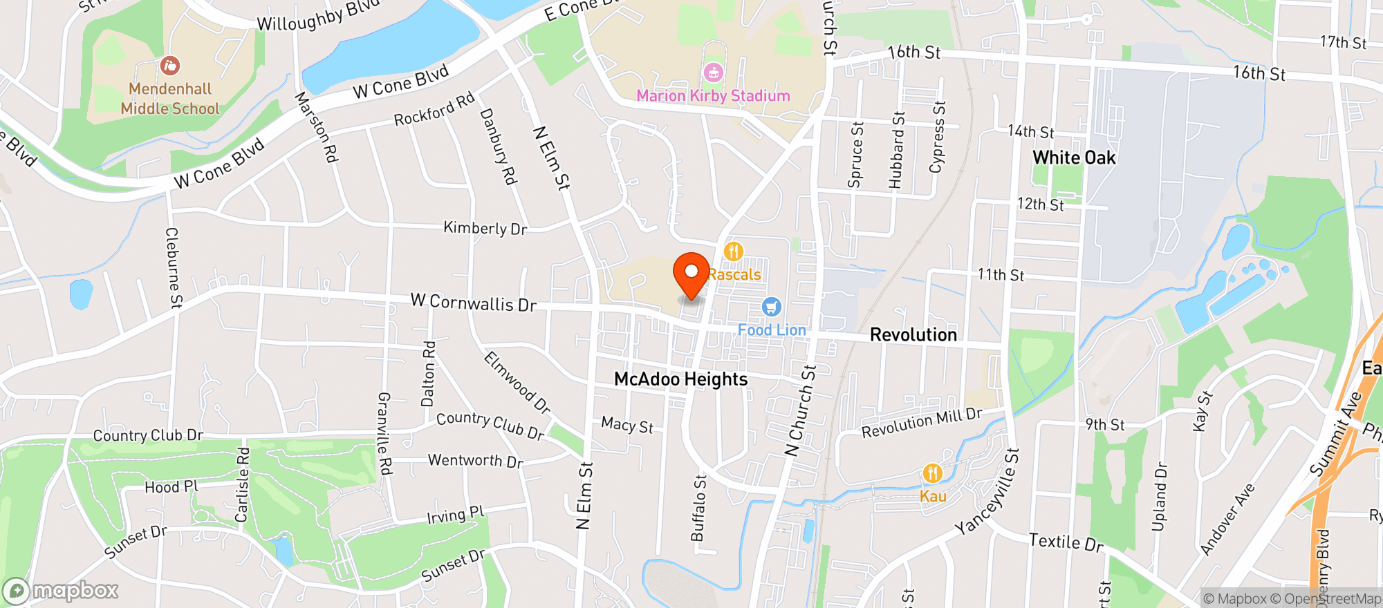 Map showing Cvs