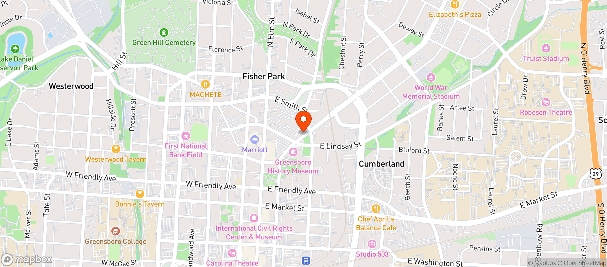 Map showing Flat Iron