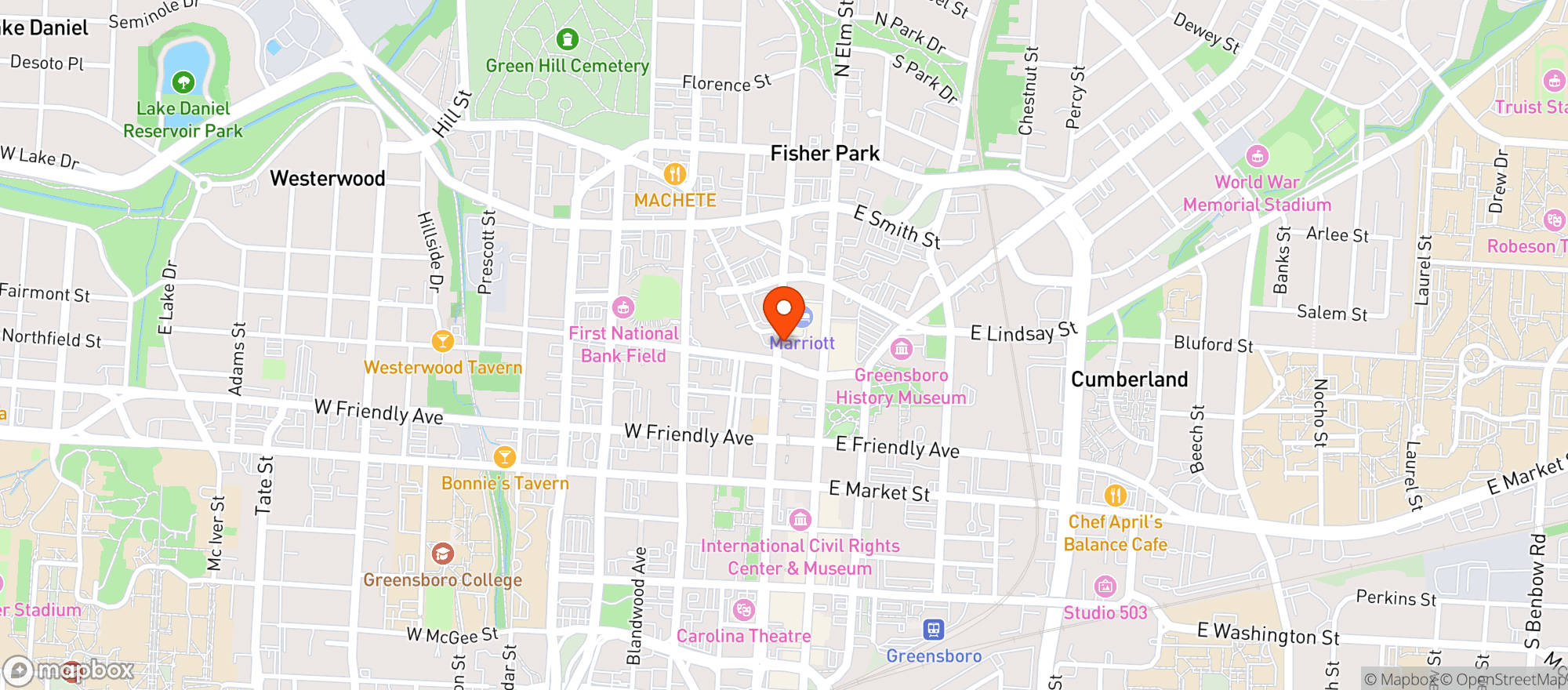 Map showing The Fresh Market - Hq
