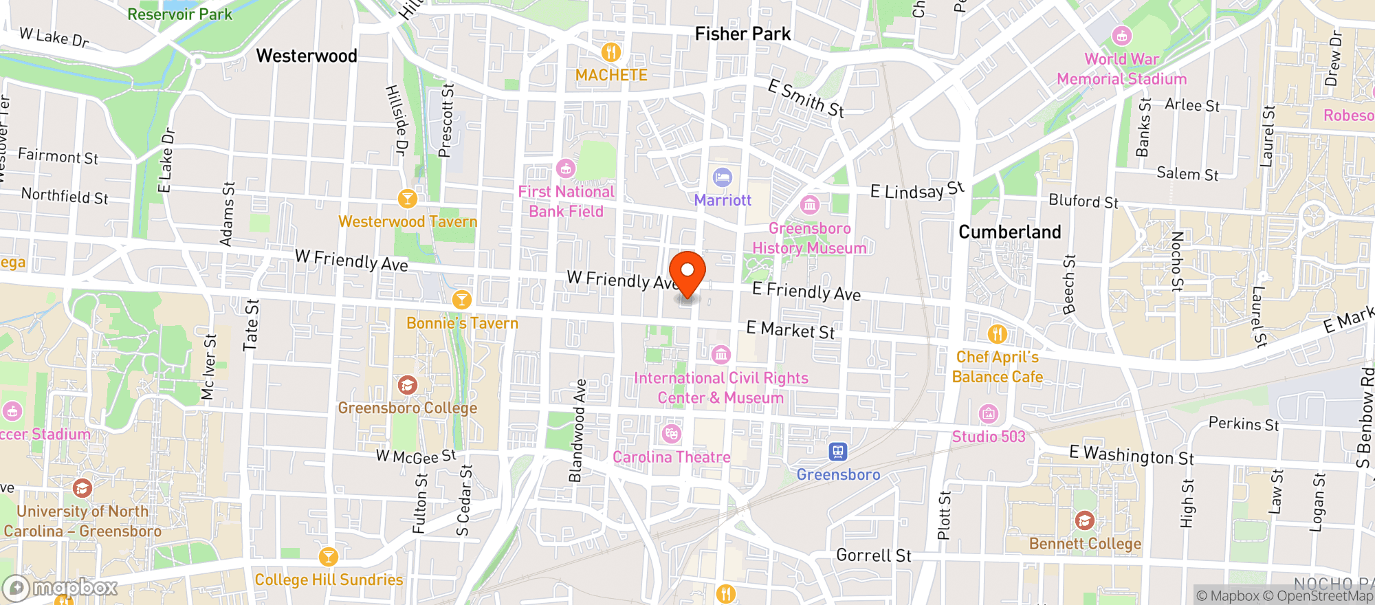 Map showing One Thirteen Brewhouse &rooftop Bar