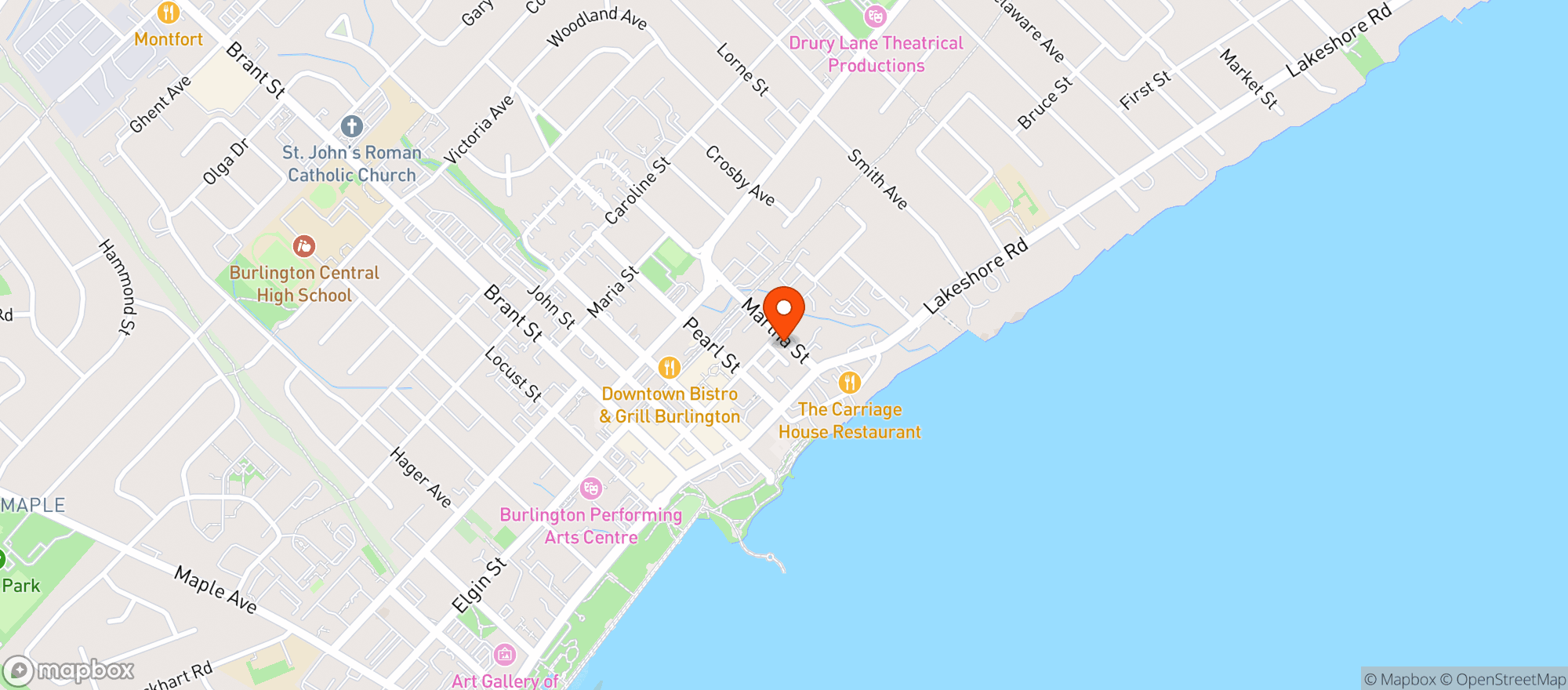Map showing Søbr Market Burlington
