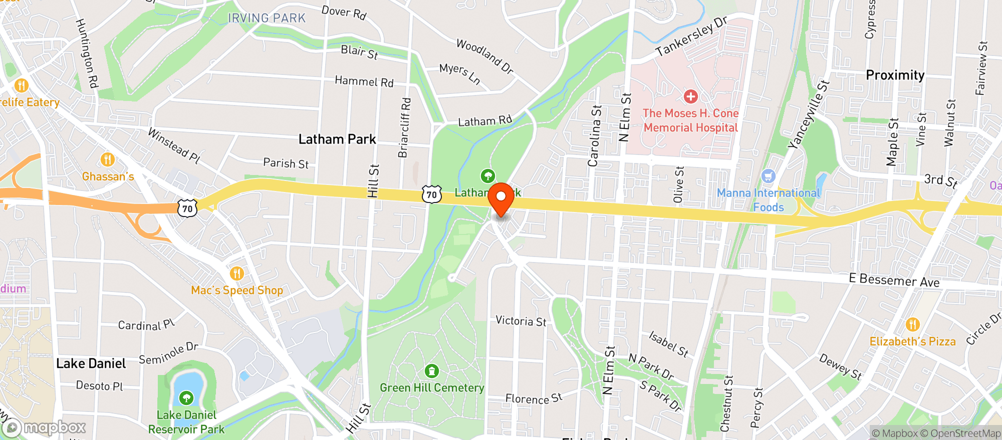 Map showing Latham Quick Market