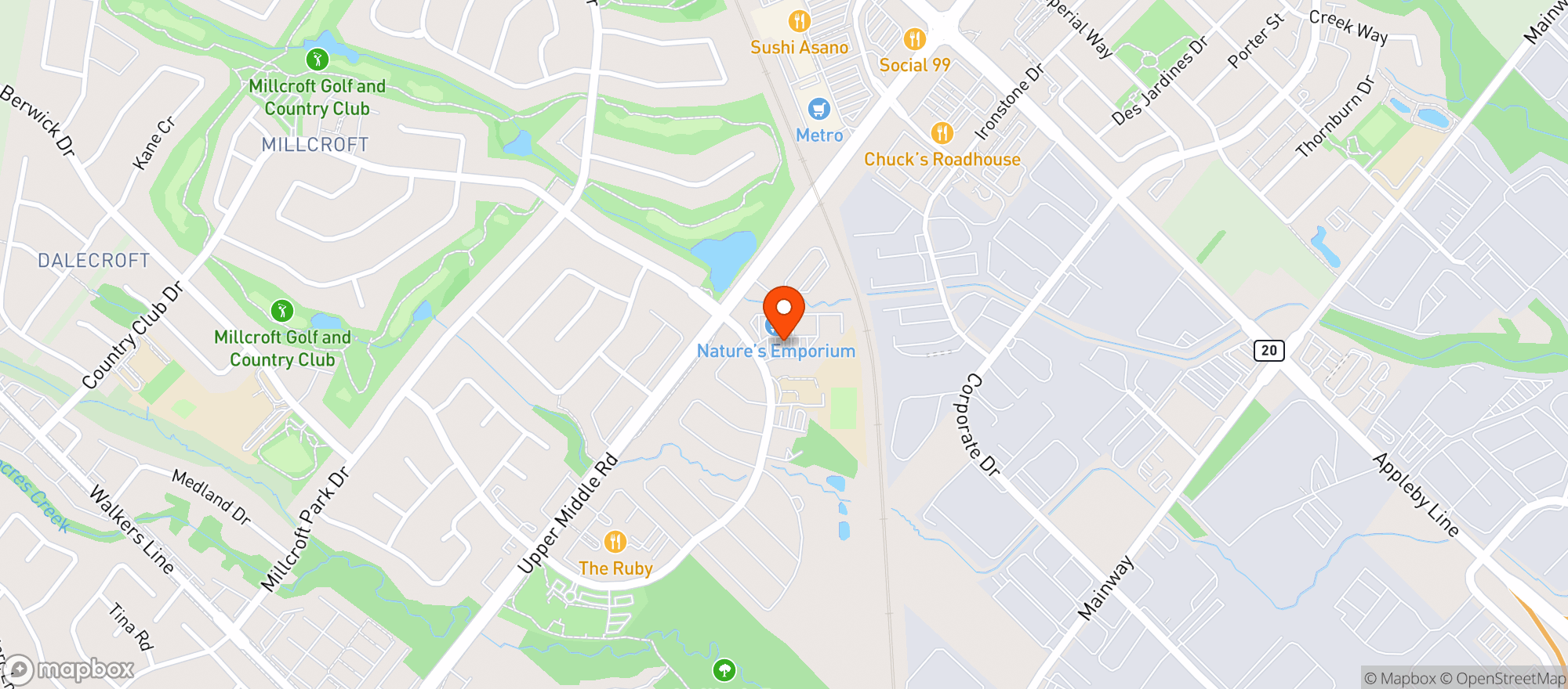 Map showing Nature's Emporium Burlington