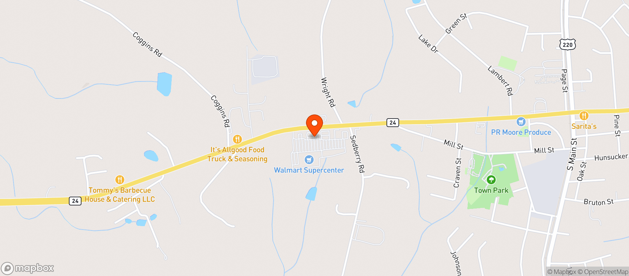 Map showing Walmart Supercenter