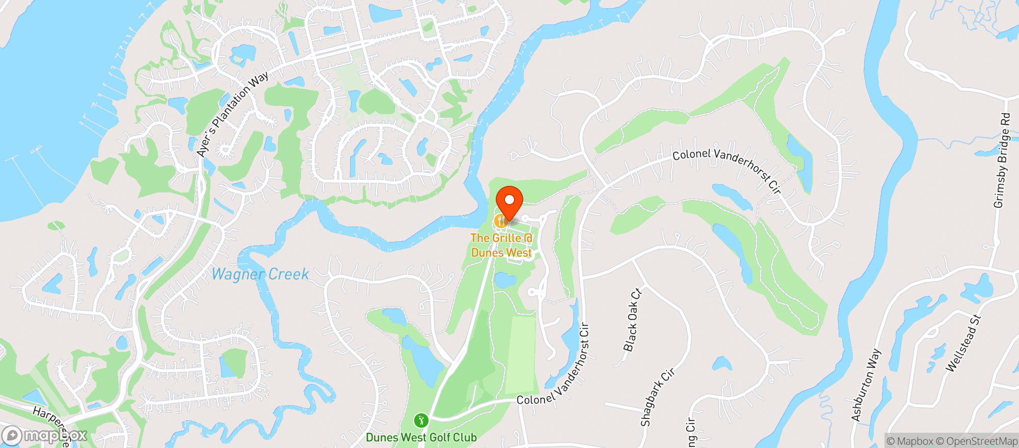 Map showing Dunes West Golf