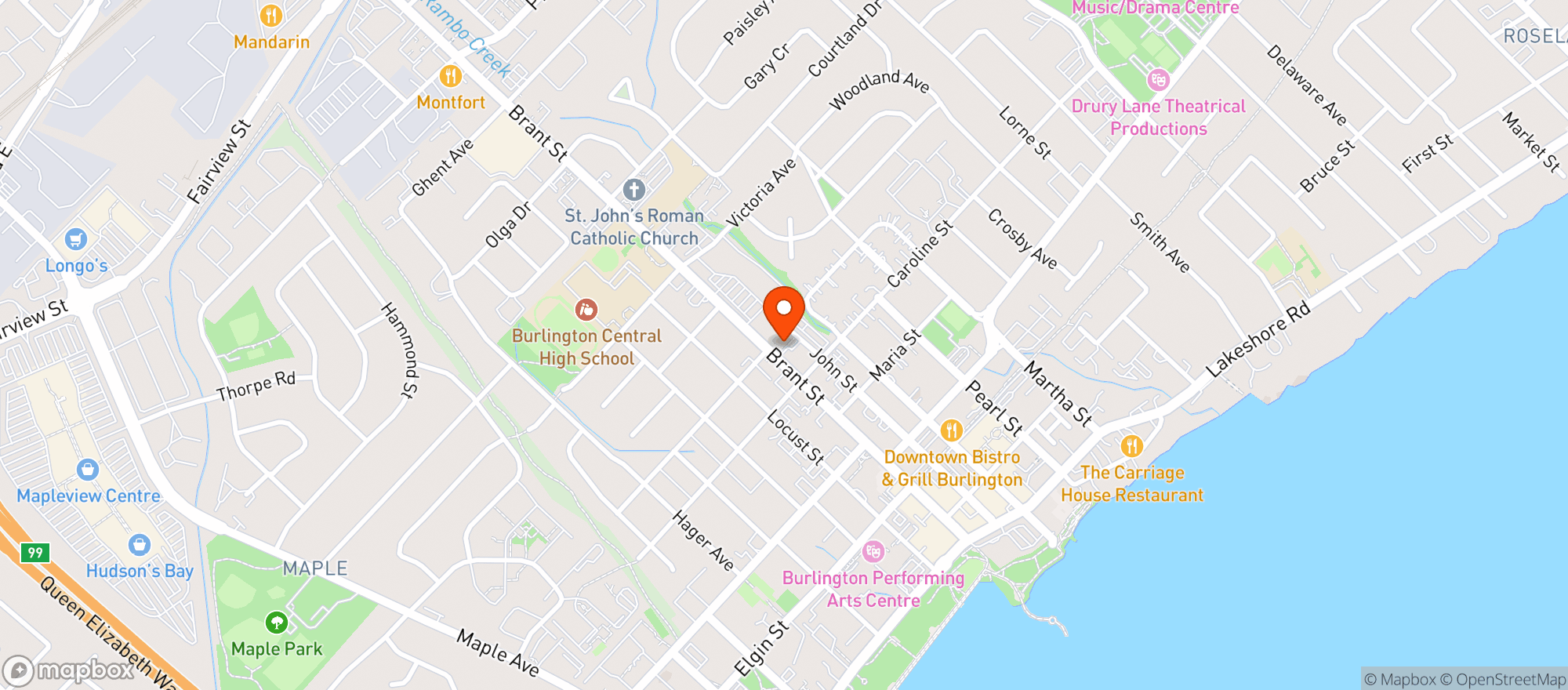 Map showing Culaccino Bar + Kitchen