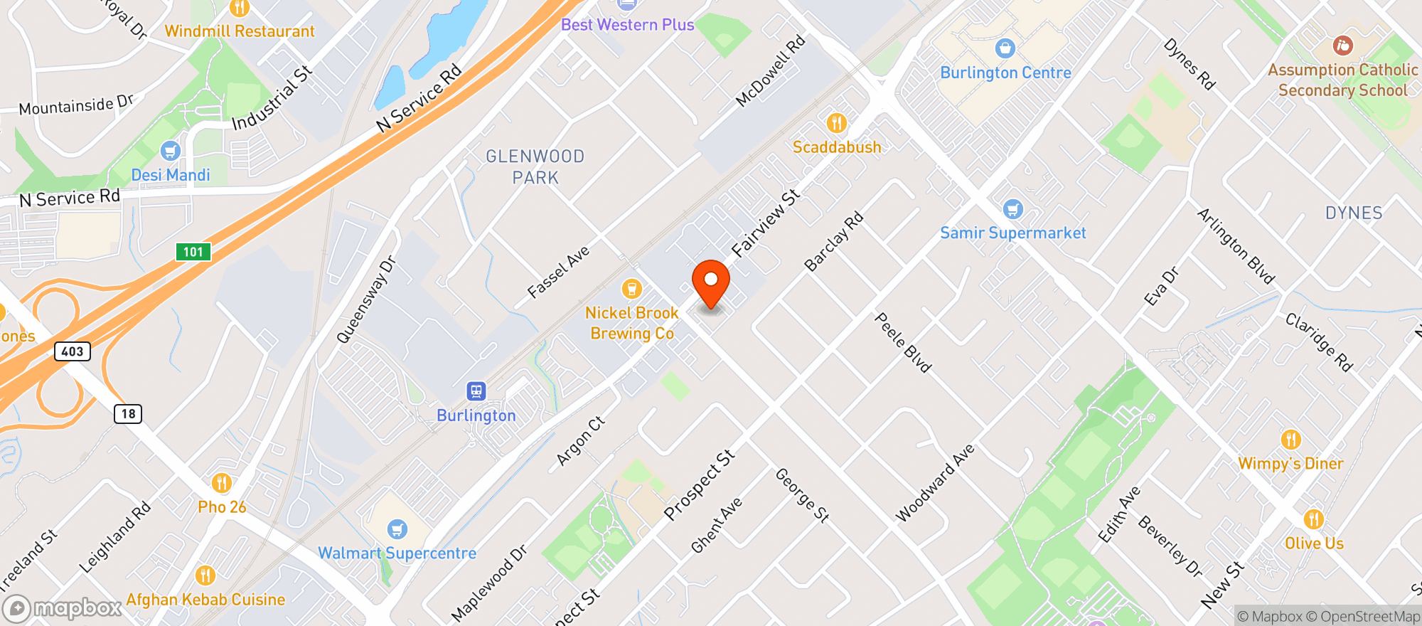 Map showing Goodness Me - Burlington