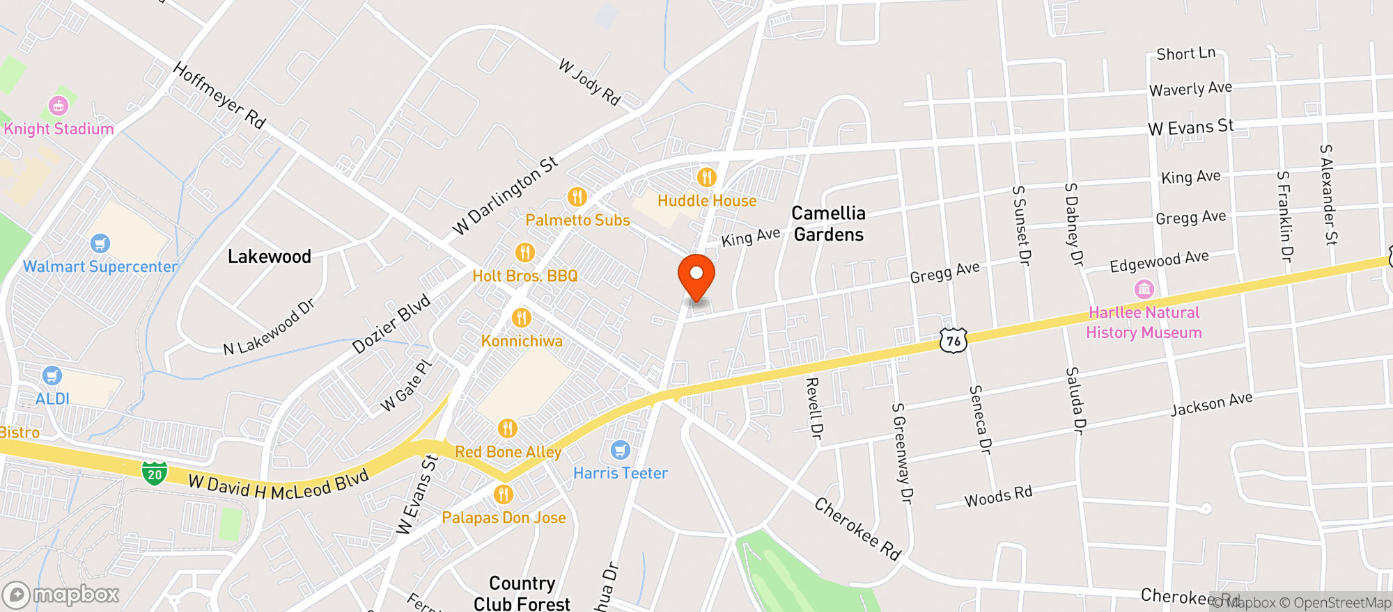 Map showing Micky Finns Liquor Store