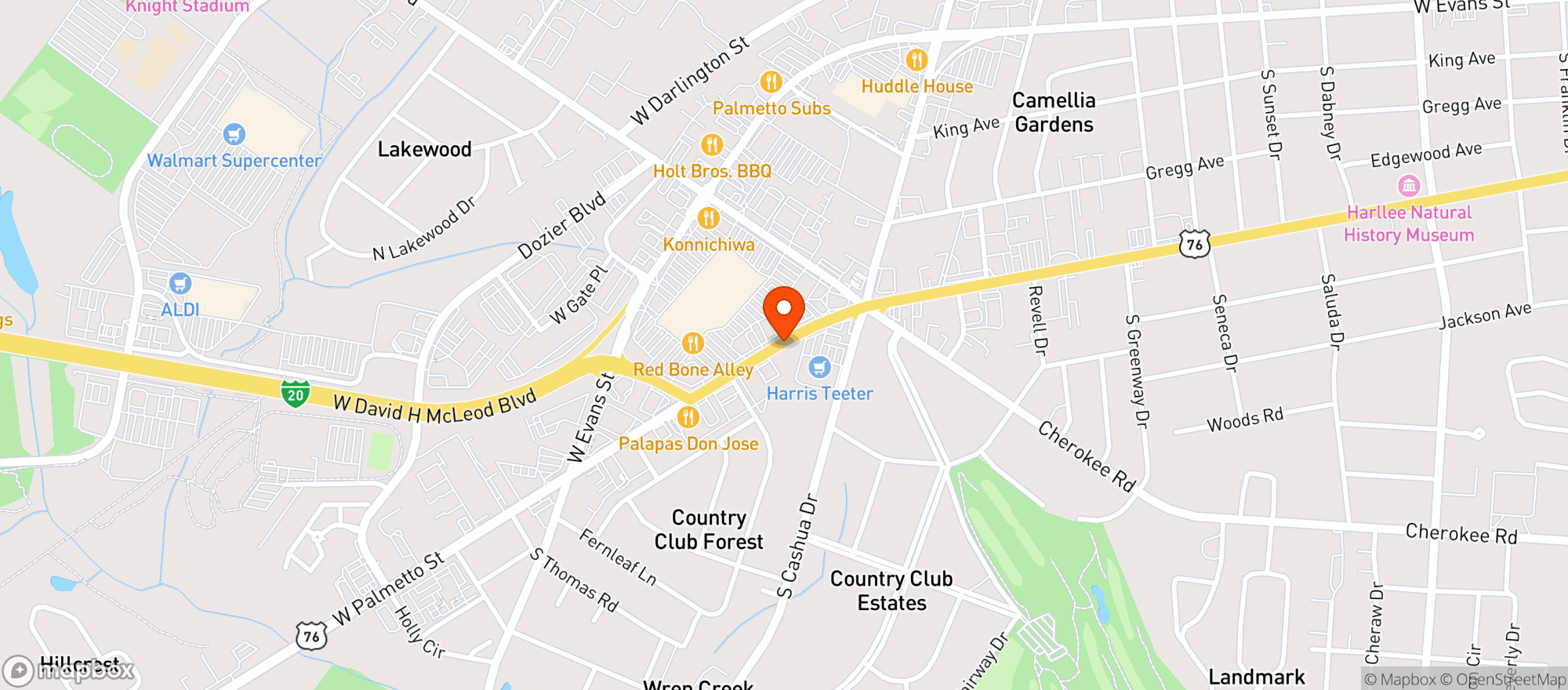 Map showing HARRIS TEETER
