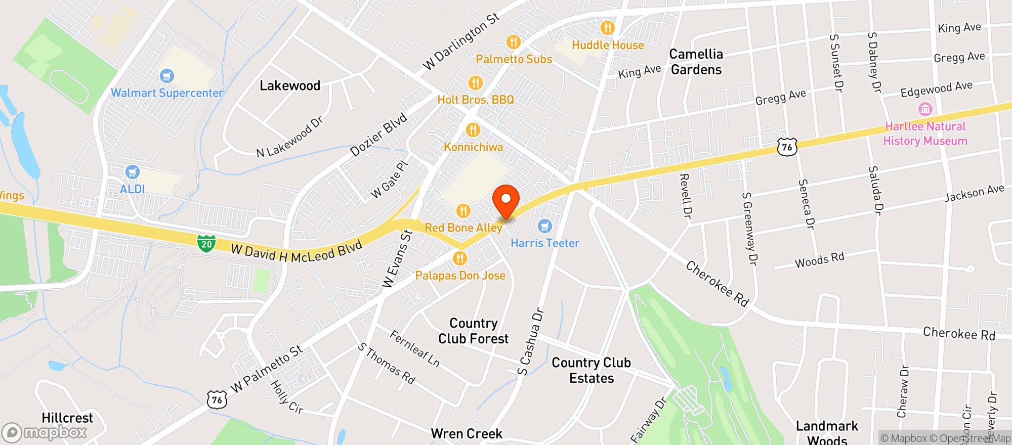 Map showing Harris Teeter #124