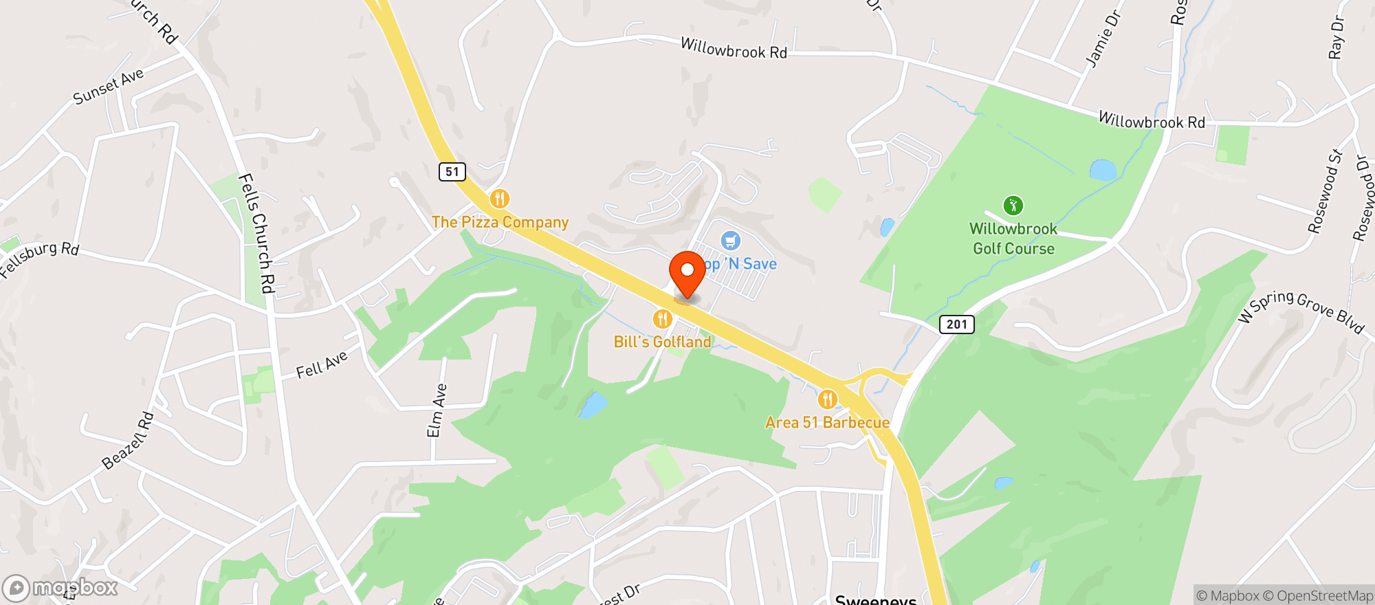 Map showing Tjs Beer Warehouse