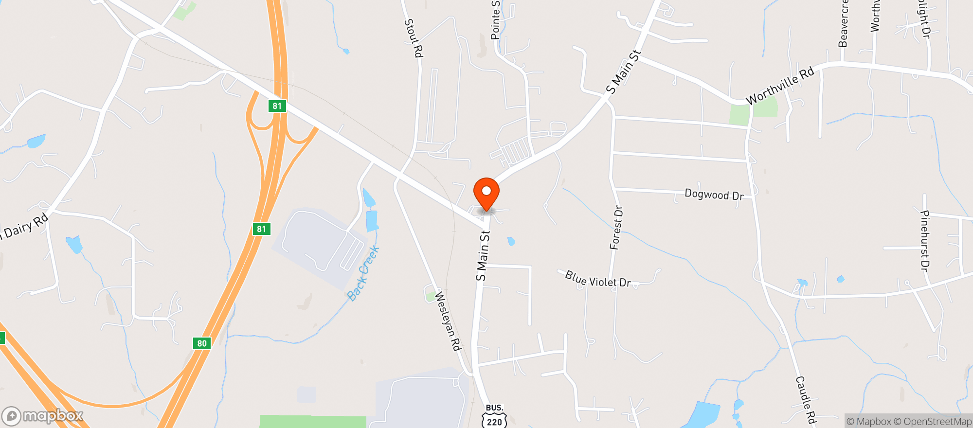Map showing Circle Inn Package Store