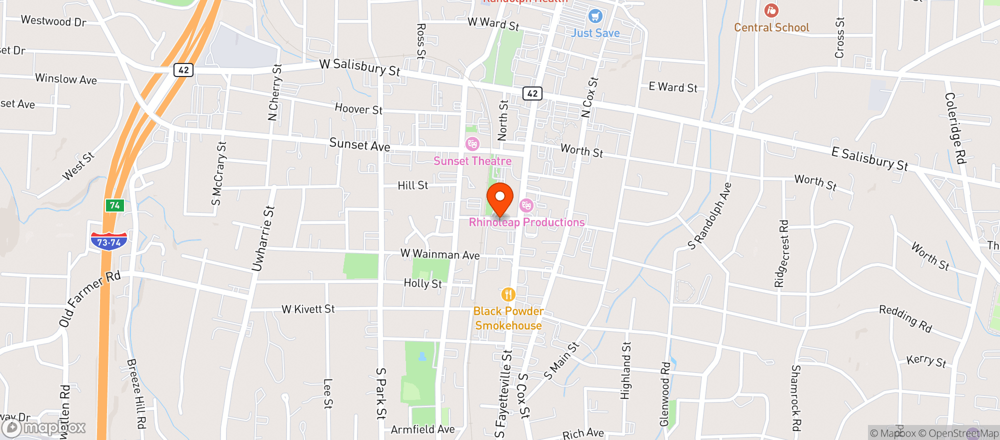 Map showing Amvets