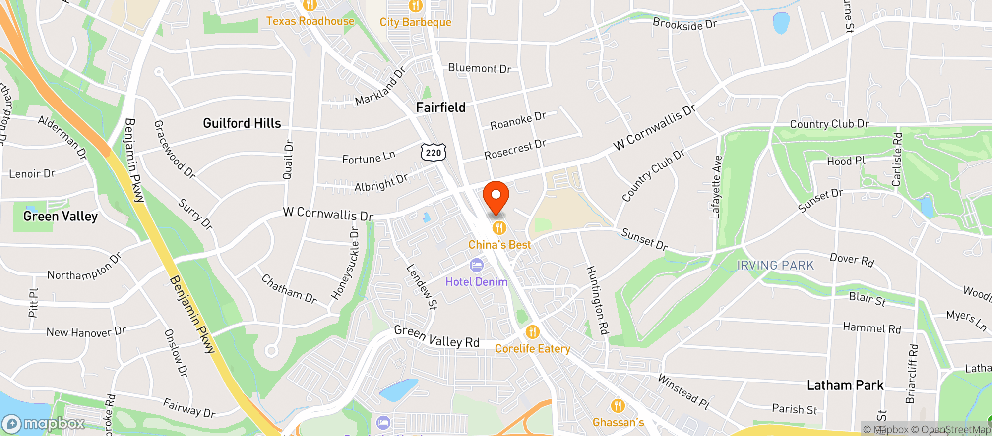Map showing Lawndale Drive In