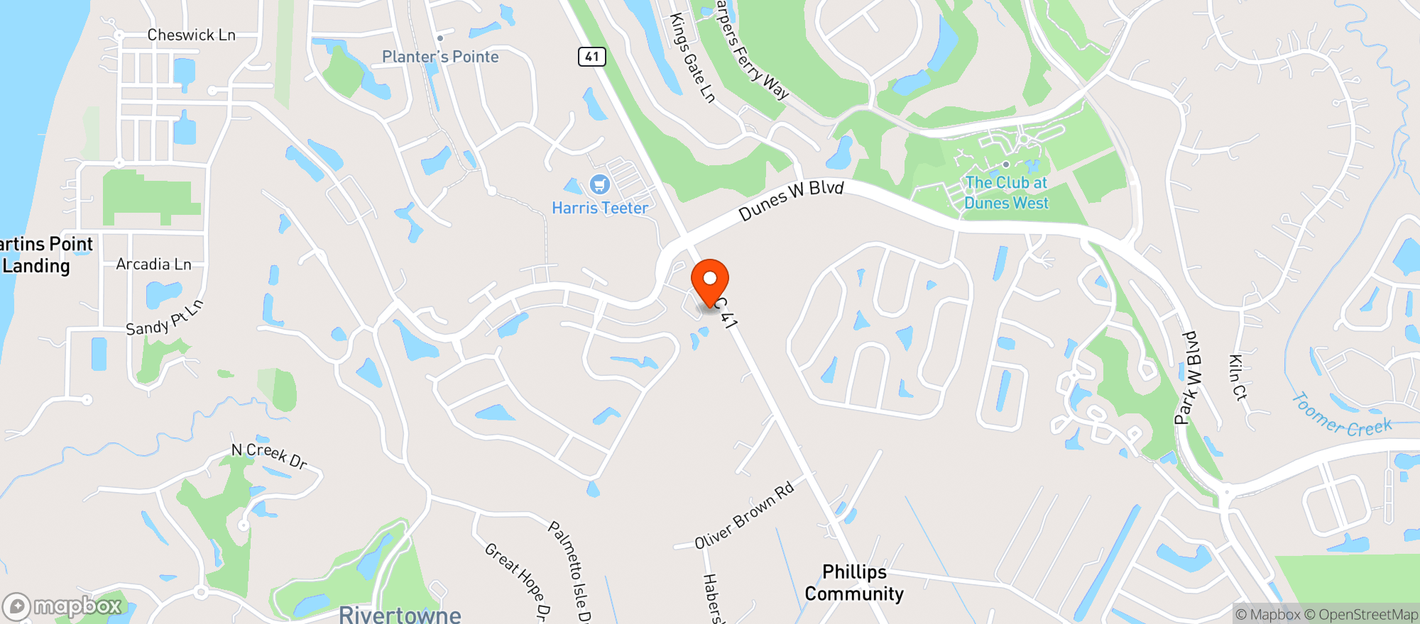 Map showing Blues Local Grille