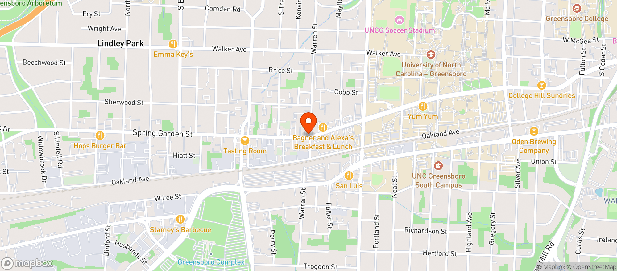 Map showing Corner Bar (spring Garden)